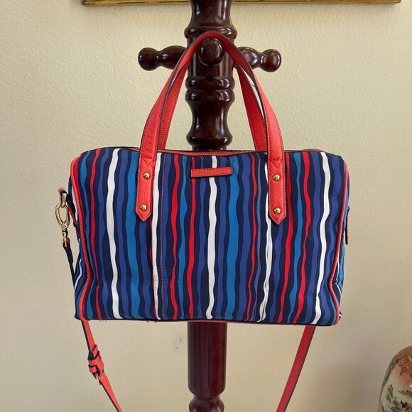 Vera Bradley Handbags - Vera Bradley Light Weight Fabric Handbag or Shoulder Purse, Orange Blue Stripes